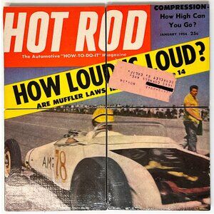 Hot Rod Magazine Cover as Drink Coasters How Loud Is Loud January 1954 Handmade